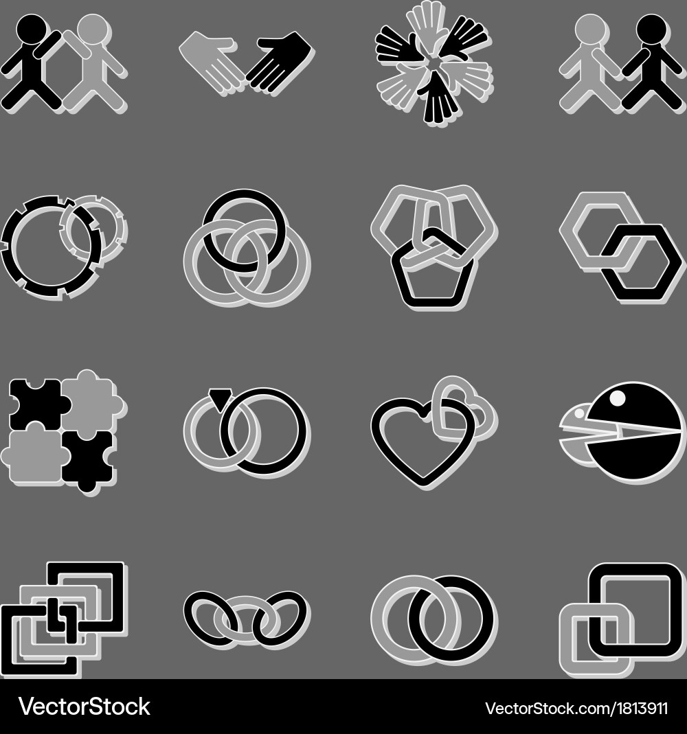 Link and relationship icons with shadow vector image