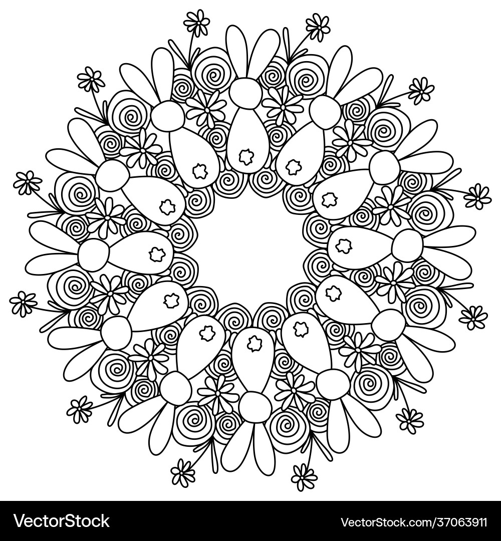 Mandala mit Spiralen und Silhouetten Mandala mit Spiralen und Silhouetten vektorbild