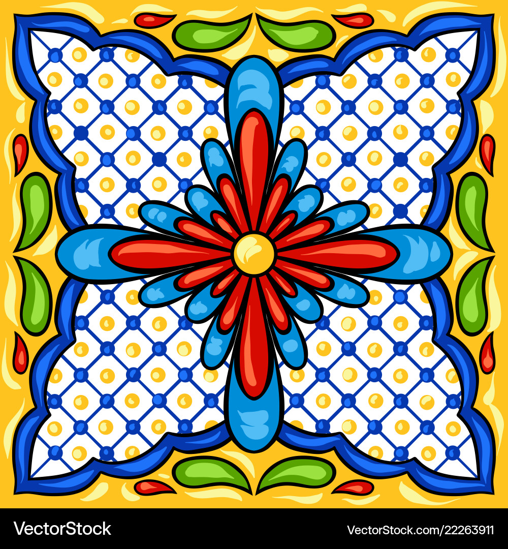 Mexican talavera ceramic tile pattern vector image