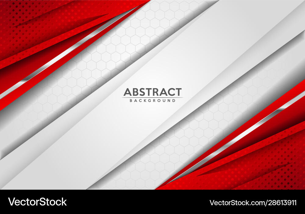 Modern abstract white and red background with 3d vector image