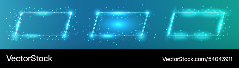 Neon double rectangular frame with shining effects Neon double rectangular frame with shining effects Vector Image