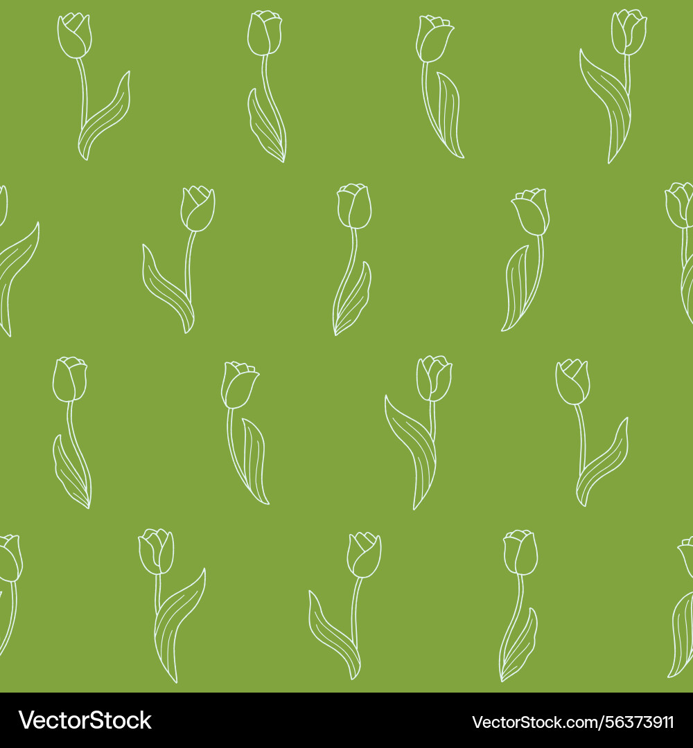 Outline tulip seamless pattern background Outline tulip seamless pattern background Vector Image
