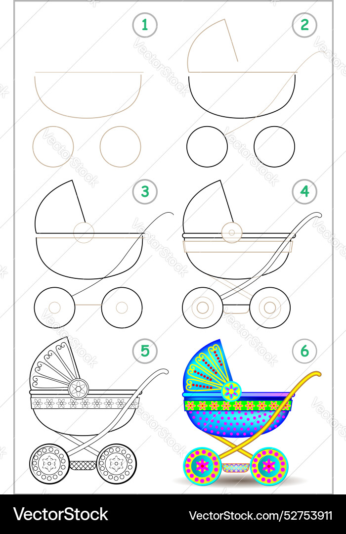 Page shows how to learn step by draw Page shows how to learn step by draw vector image