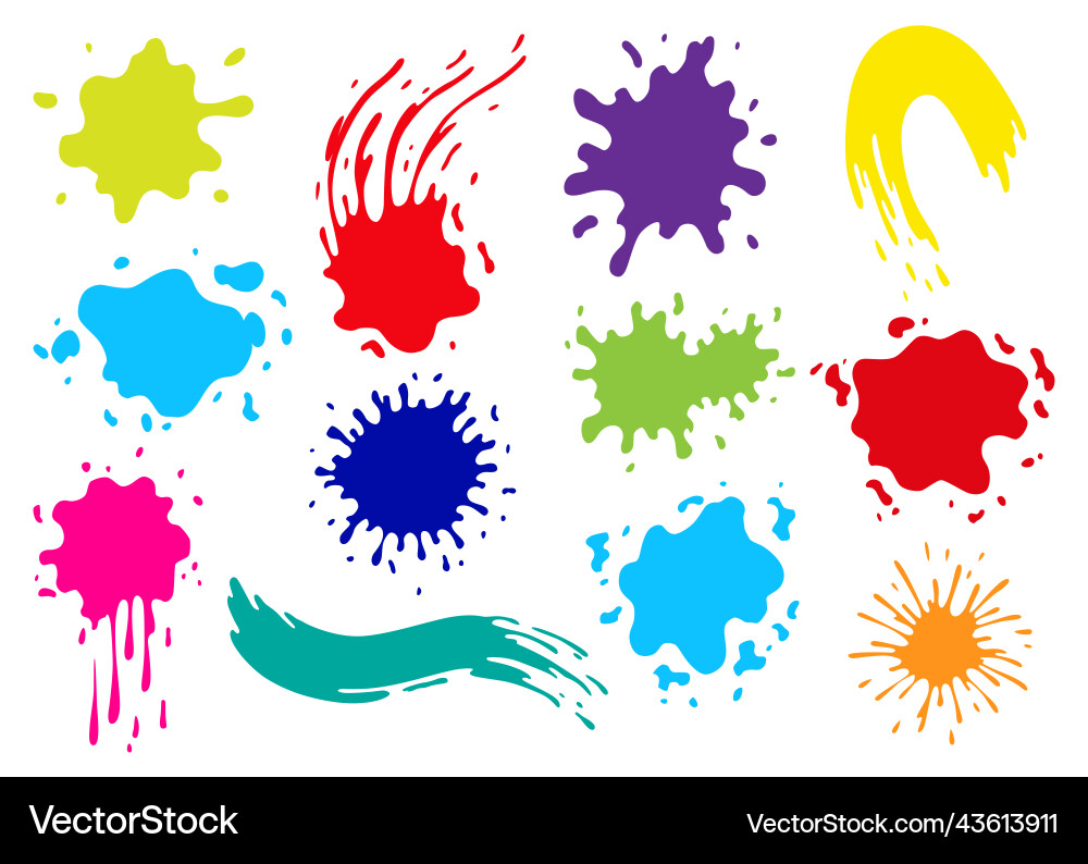 Paint blots splashes set for design use colorful Paint blots splashes set for design use colorful vector image