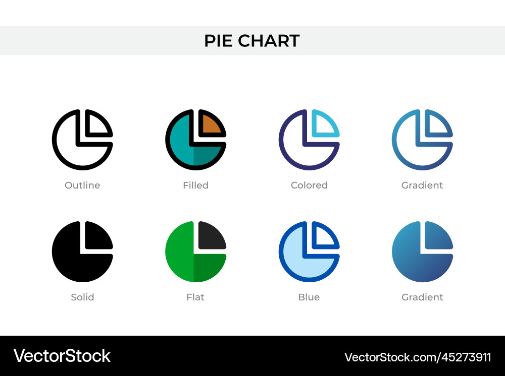 Pie chart icon in different style icons Pie chart icon in different style icons vector image