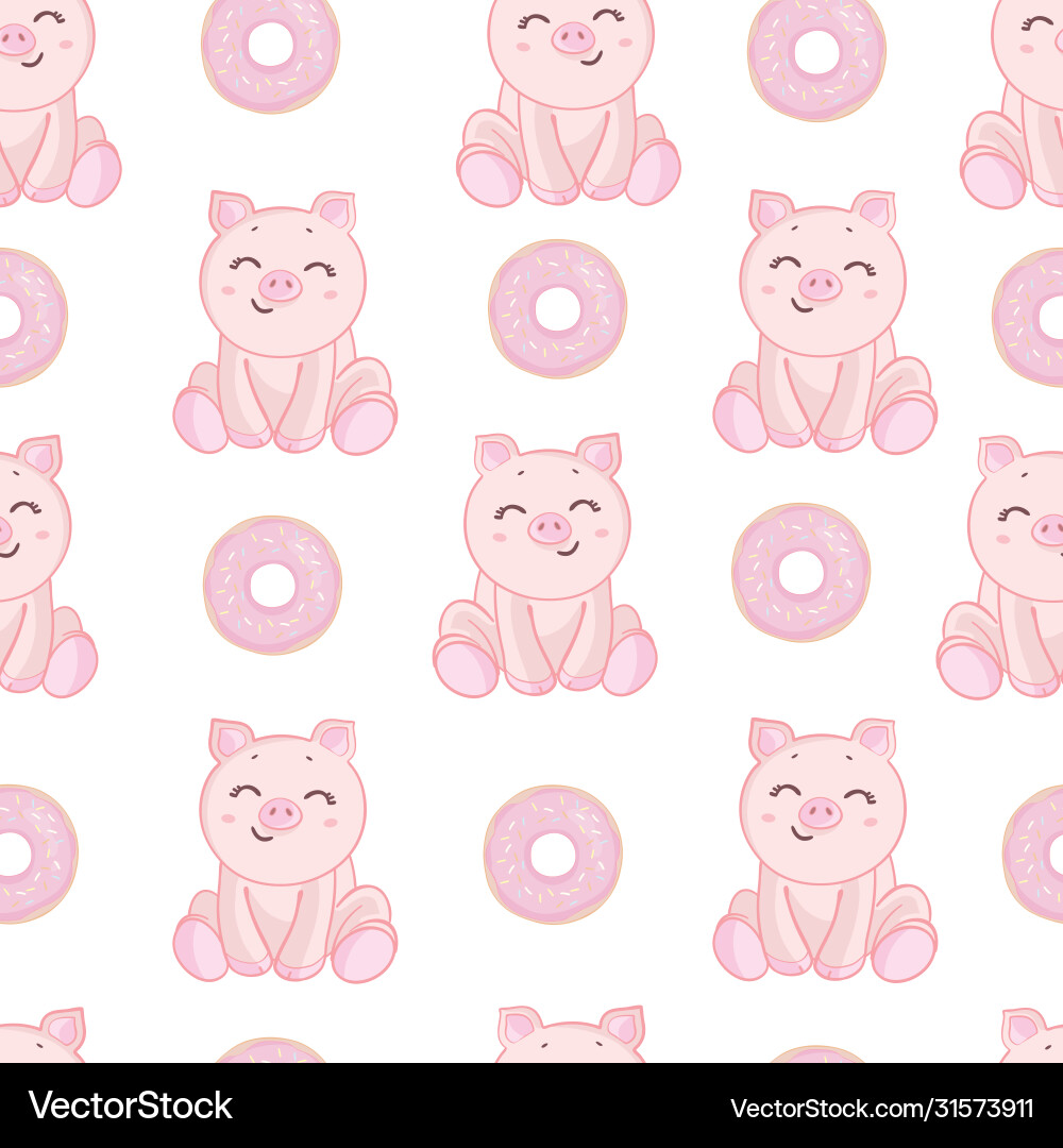 Seamless pattern piggy art background design Vector Image