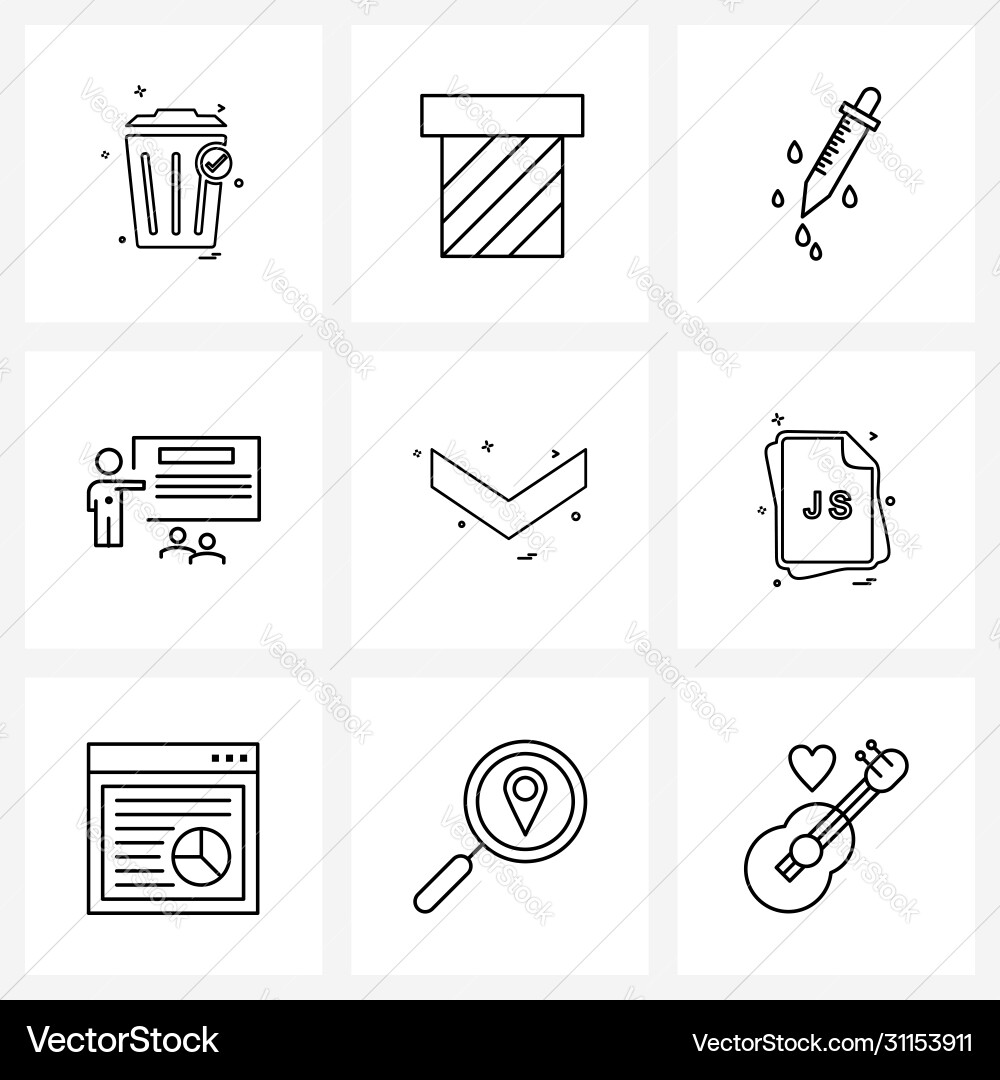 Set 9 universal line icons down pointer Vector Image