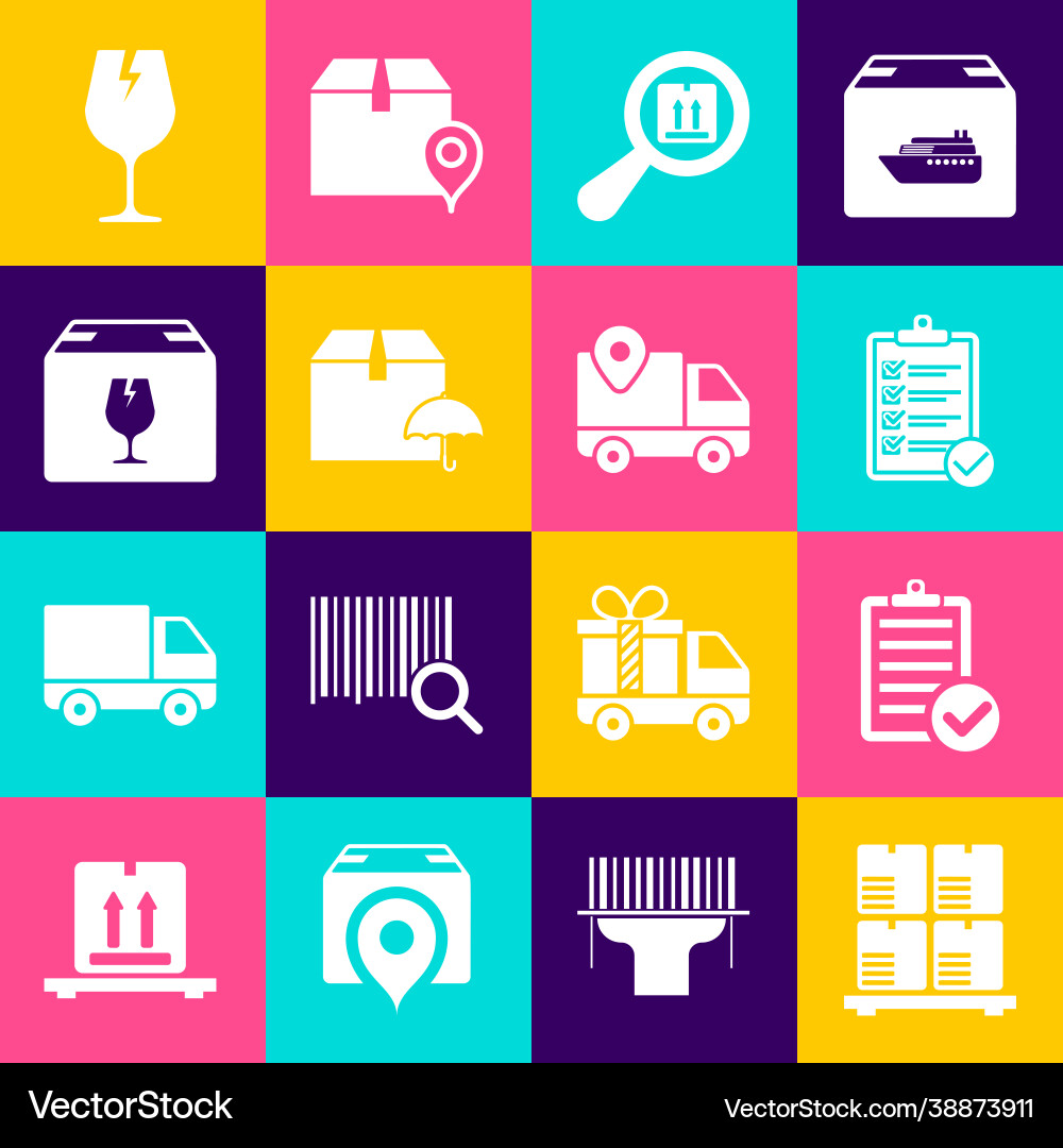 Set cardboard boxes on pallet verification Vector Image