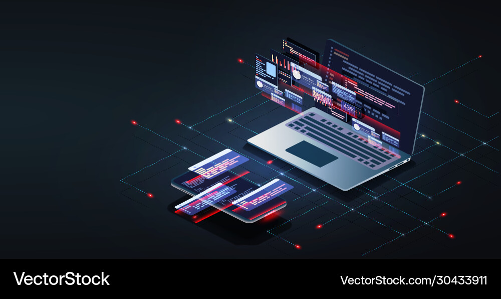 Software Development & Coding Web Page Vector Image