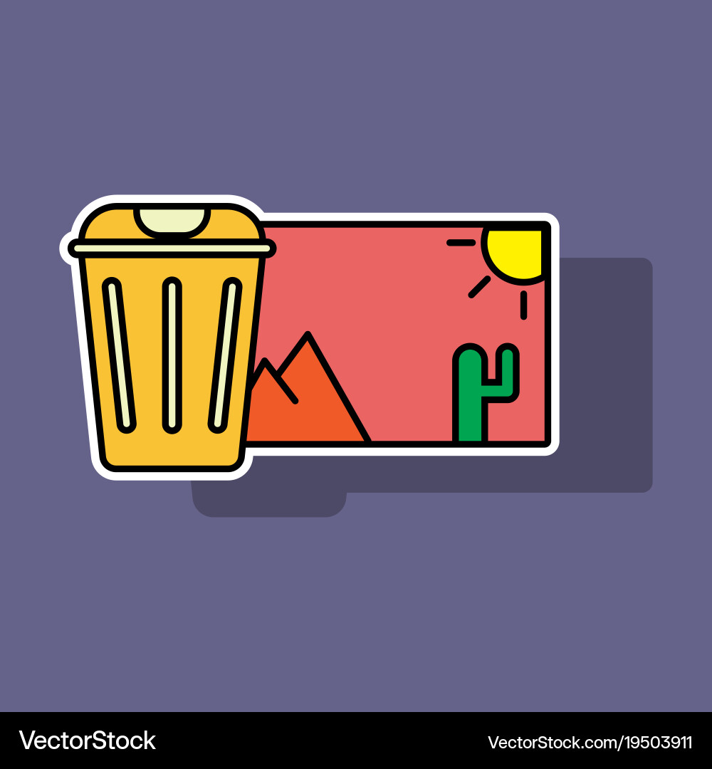 Sticker delete image flat icon on color background vector image