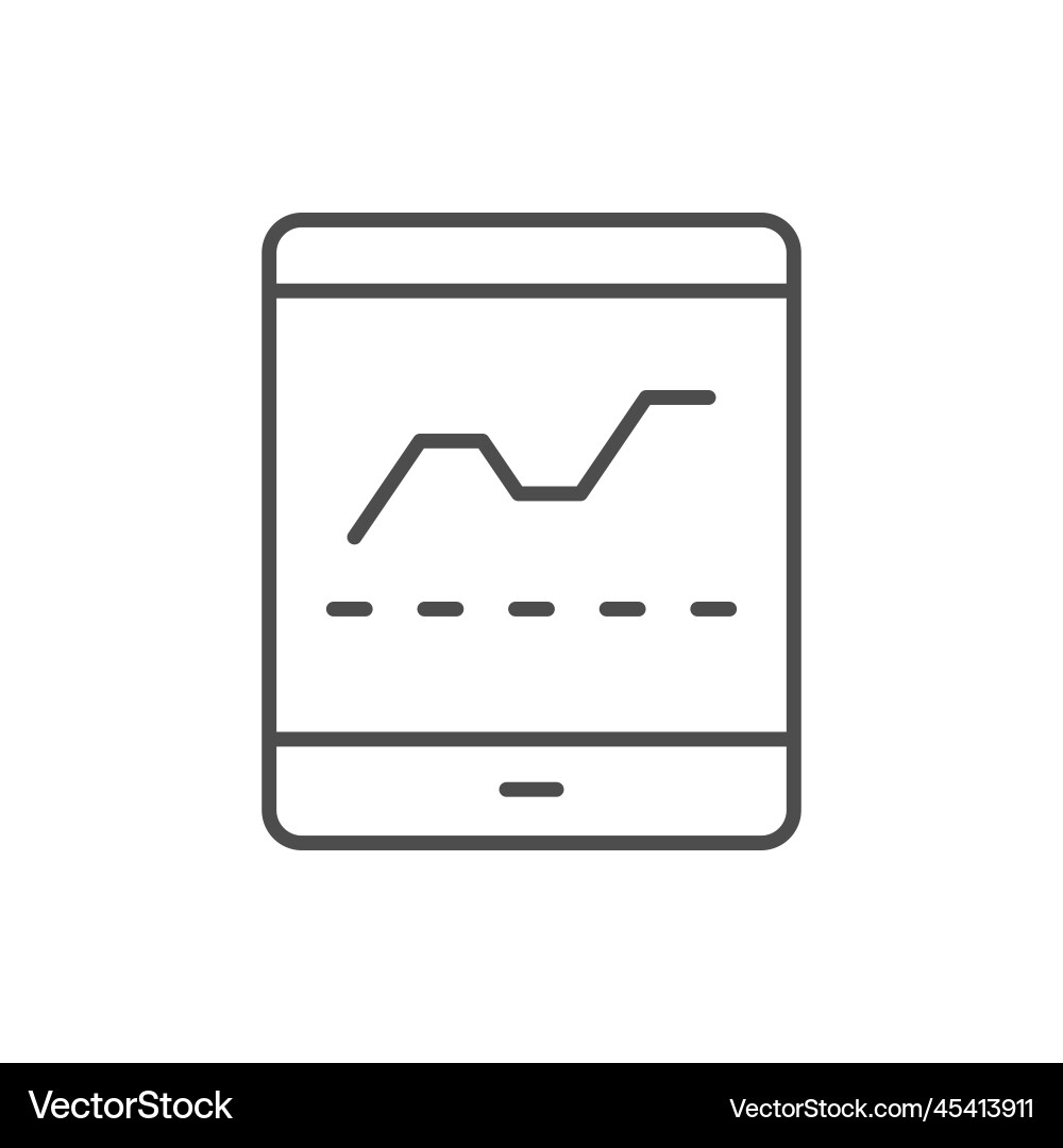 Tablet with graph line icon vector image