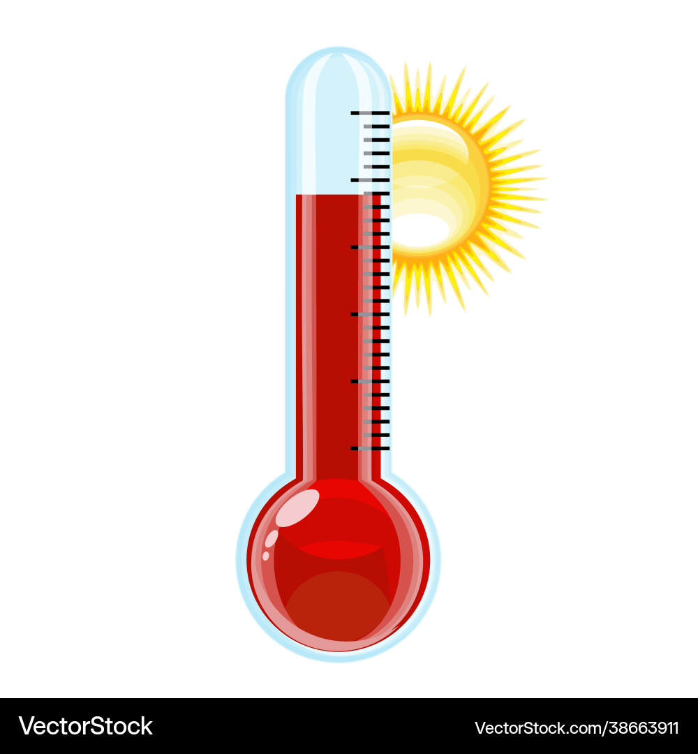 Thermometer with sun hot weather Royalty Free Vector Image