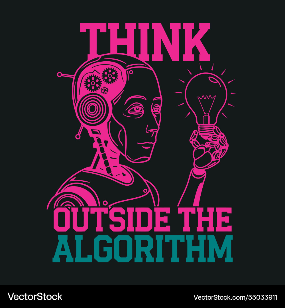 Think outside the algorithm abstract digital Think outside the algorithm abstract digital Vector Image