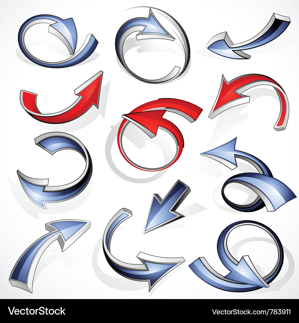Three Dimensional Arrows Set vector image