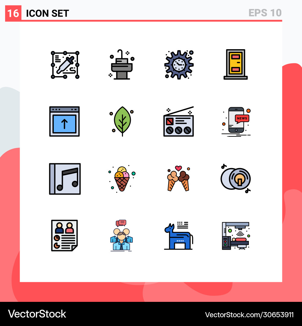 User interface pack 16 basic flat color filled Vector Image