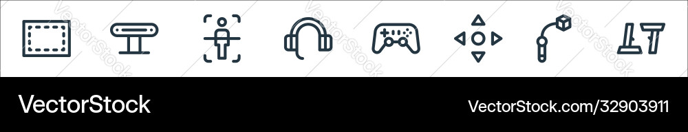 Virtual reality line icons linear set quality Virtual reality line icons linear set quality vector image