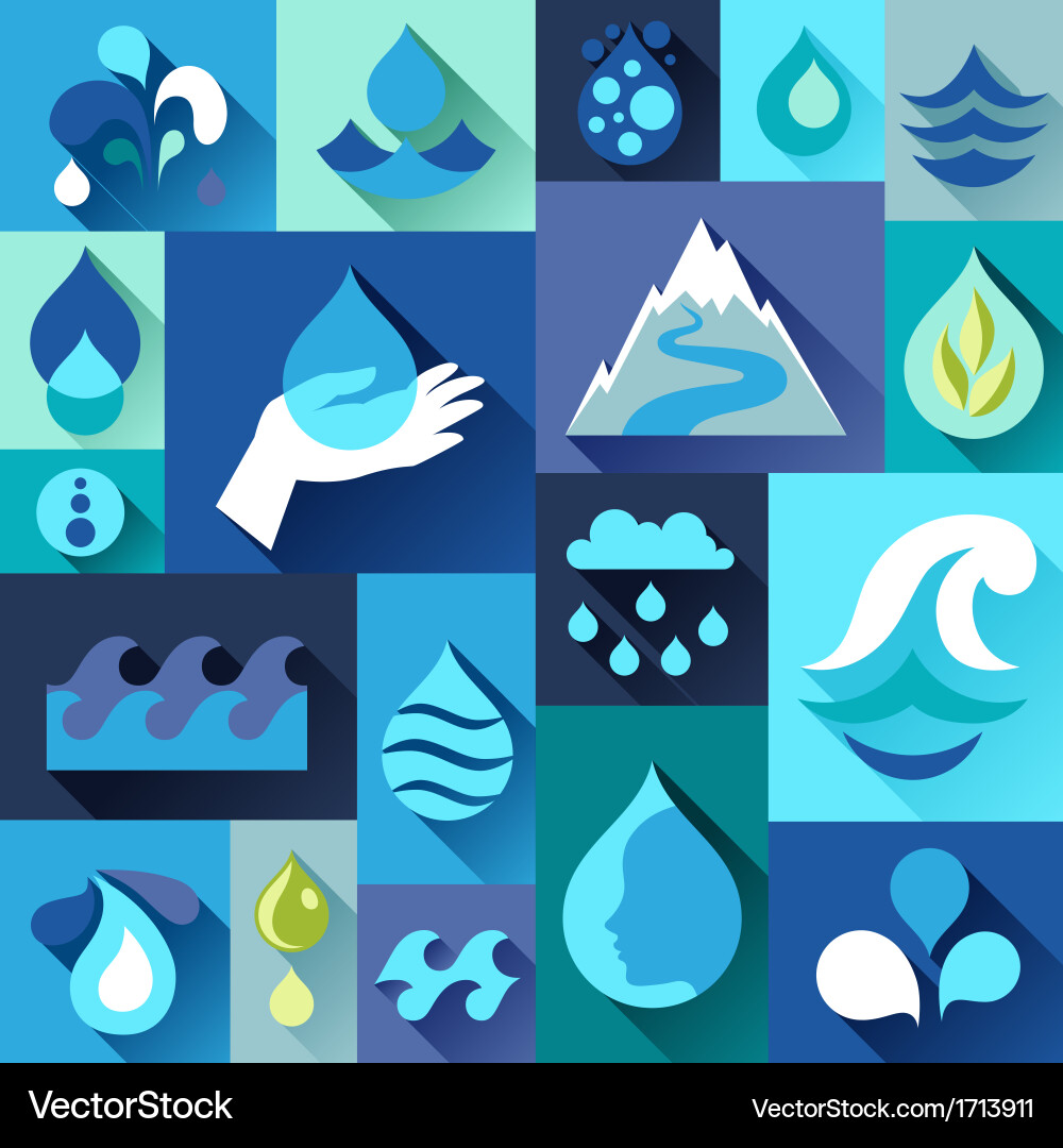 Water Icon Flat Background Vector Image