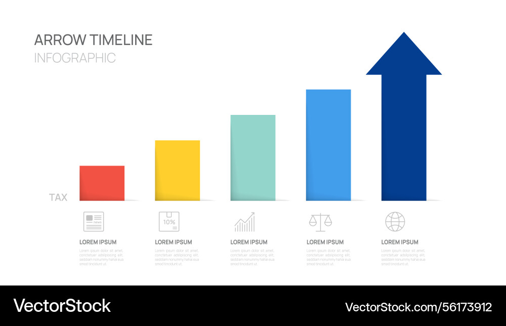 Arrow timeline infographic template for tax Vector Image