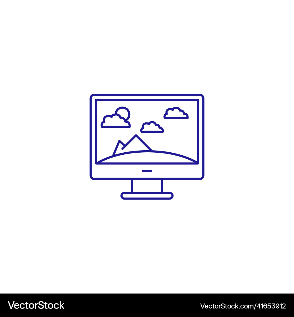 Computer screen desktop monitor line icon pc Computer screen desktop monitor line icon pc vector image