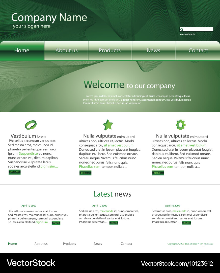Editable website template vector image