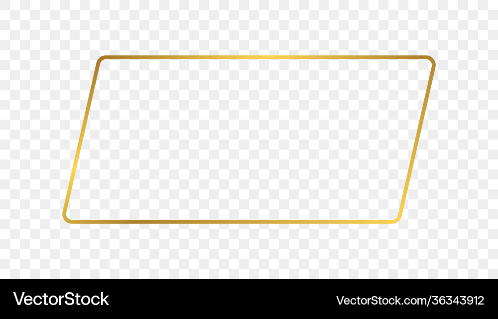 Gold glowing rounded rectangular shape frame Vector Image