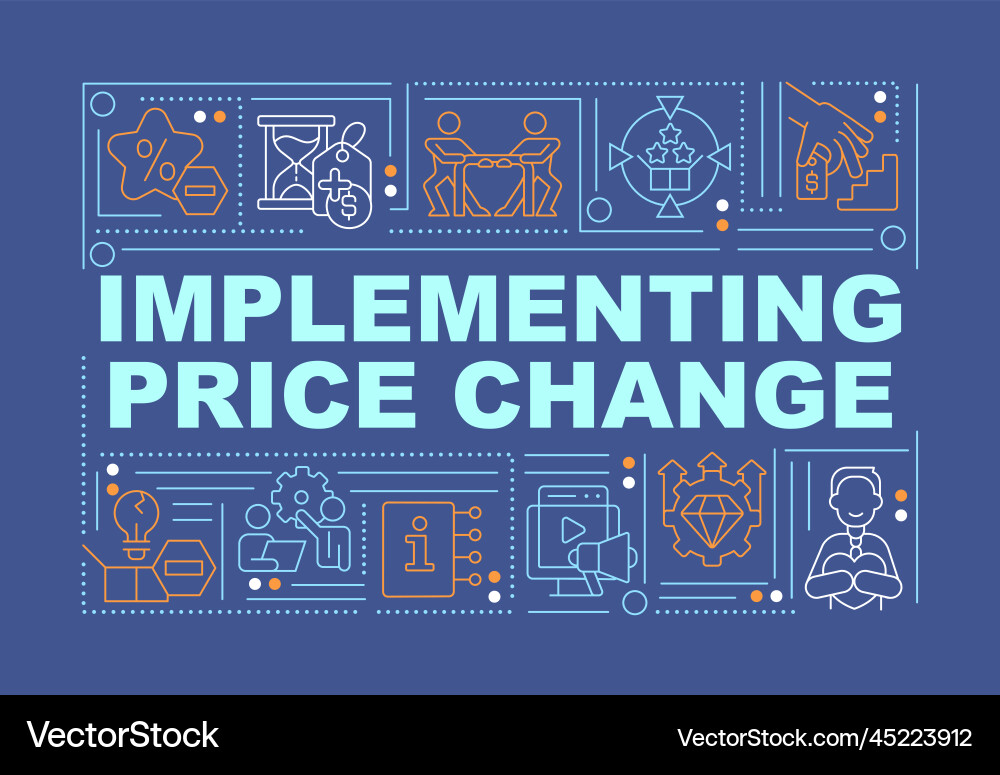 Implementing price change word concepts dark blue Implementing price change word concepts dark blue vector image