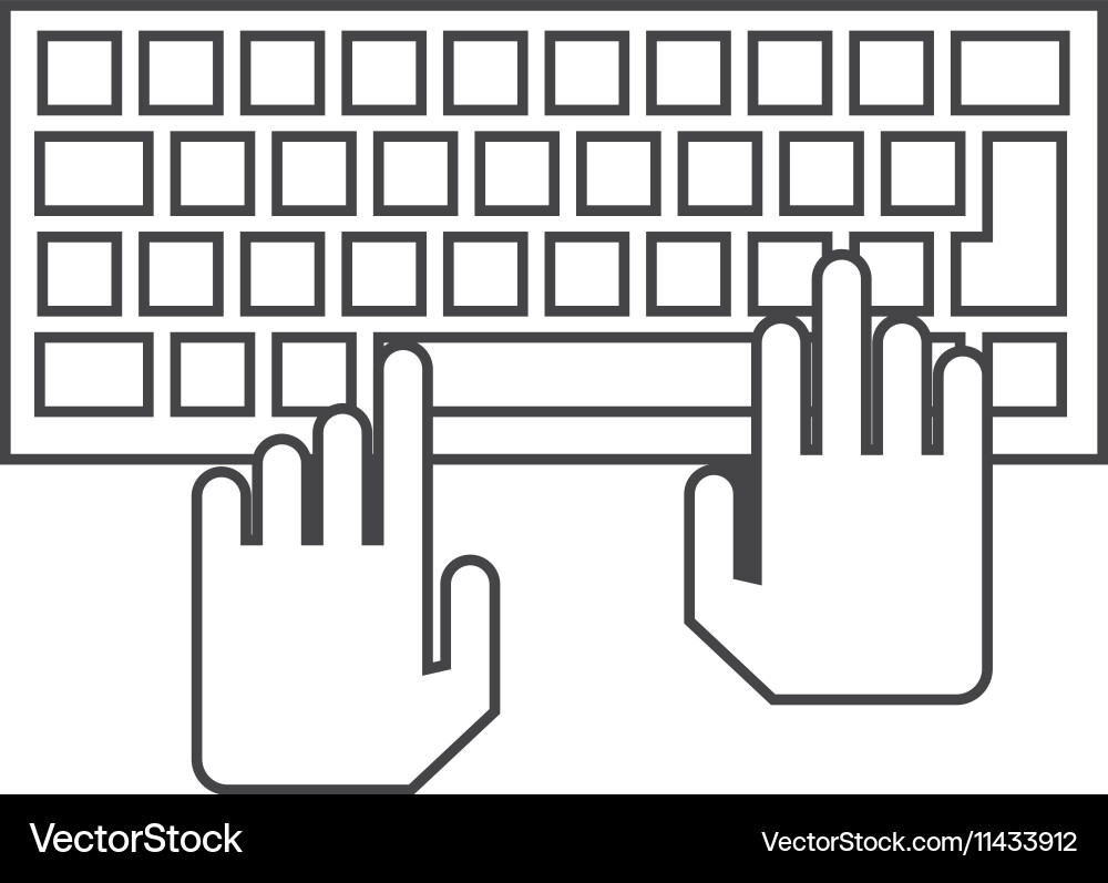 Isolated hands over keyboard device design Vector Image