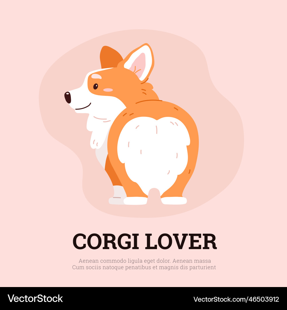 Lustige Korgi Butt Poster Vorlage - Cartoon flach Lustige Korgi Butt Poster Vorlage - Cartoon flach vektorbild