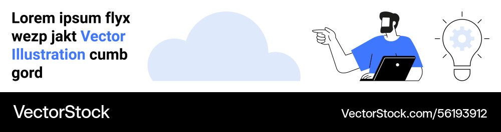 Man with laptop pointing towards cloud Man with laptop pointing towards cloud vector image