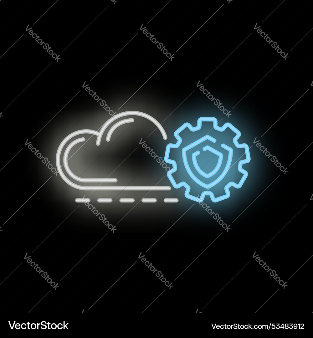 Neon icon of cloud computing security system Neon icon of cloud computing security system vector image