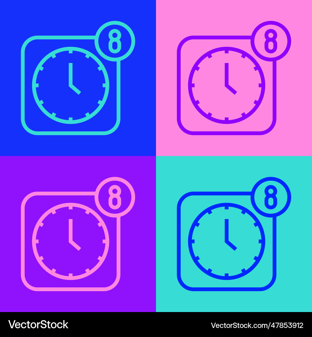 Pop art line alarm clock app smartphone interface Pop art line alarm clock app smartphone interface vector image