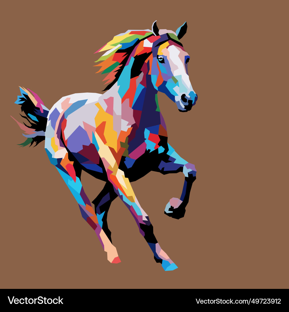 Running horse drawn using art style pop Running horse drawn using art style pop Vector Image