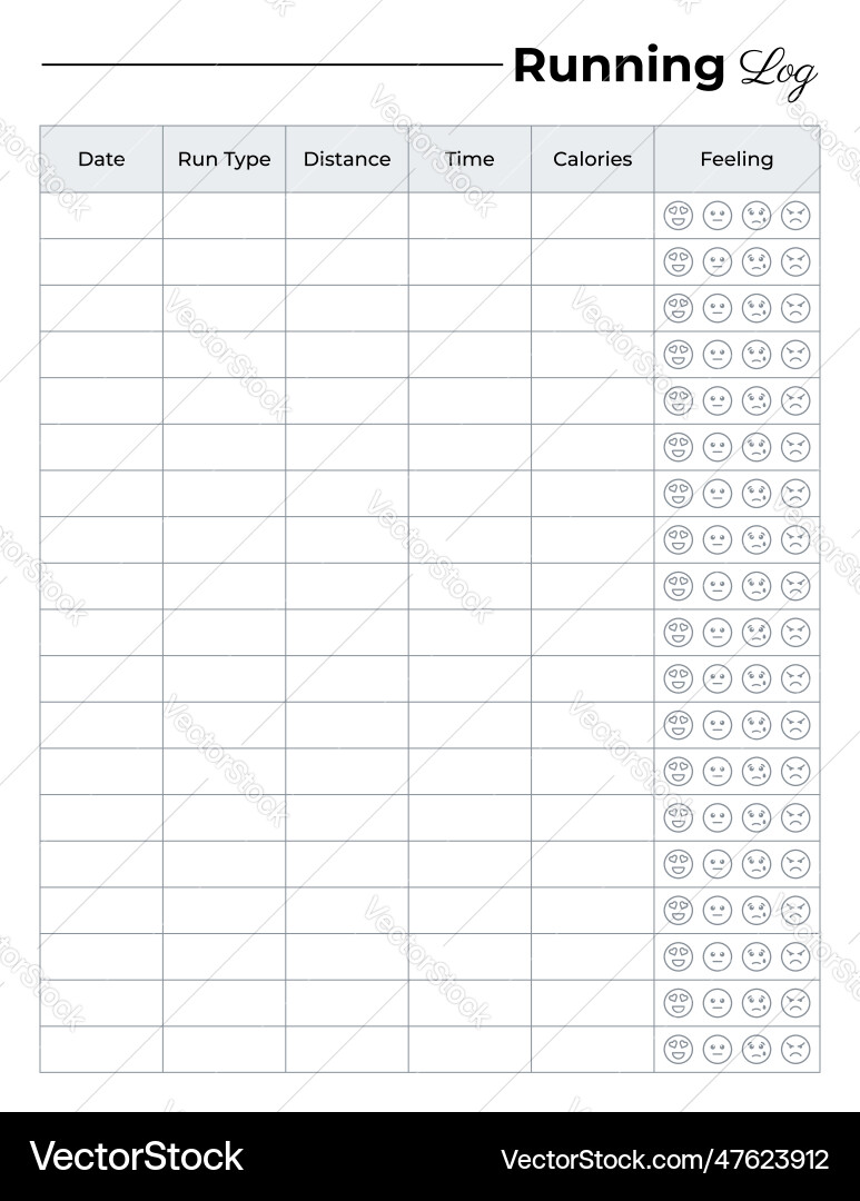 Running log training diary tracker Vector Image
