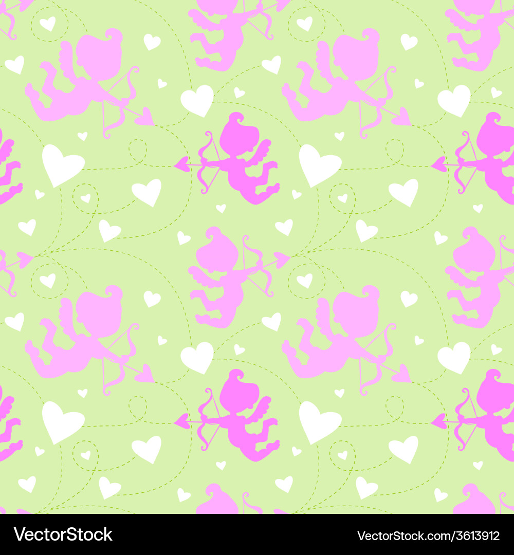 Seamless pattern with cupids vector image