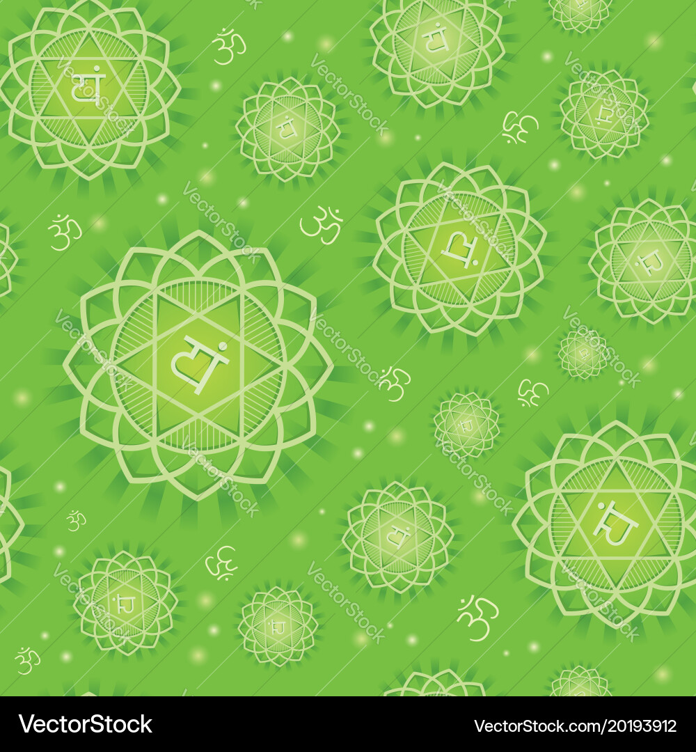 Seamless repeat pattern with chakra anahata Vector Image