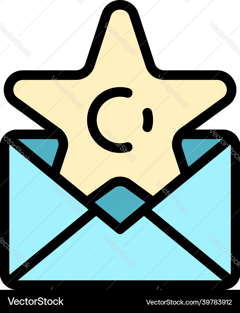 Star envelope program icon color outline Vector Image