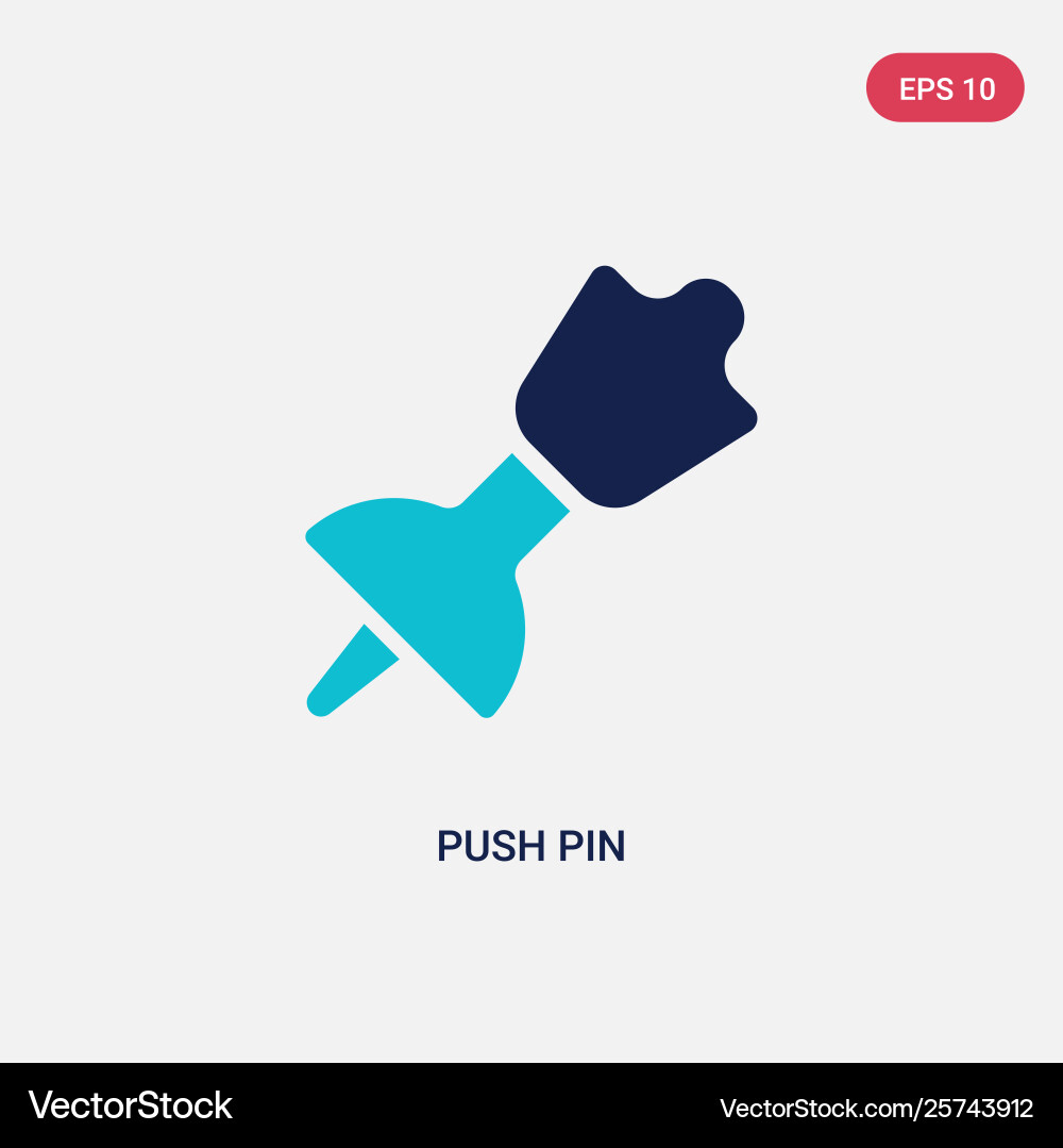 Two color push pin icon from geometry concept Two color push pin icon from geometry concept vector image