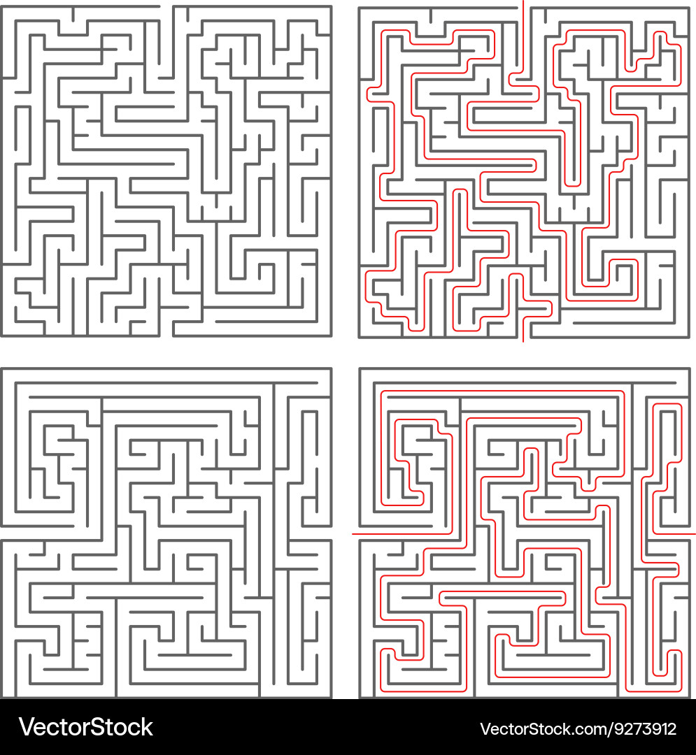 Two different mazes of medium complexity on white vector image