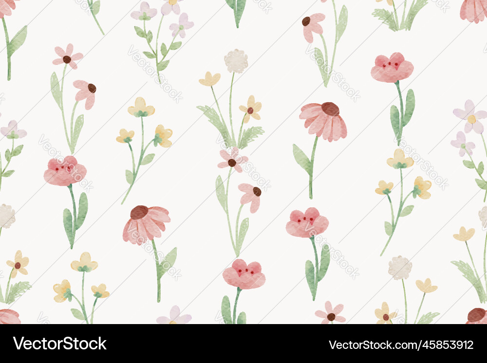 Watercolor Wildflower Pattern Vector Image