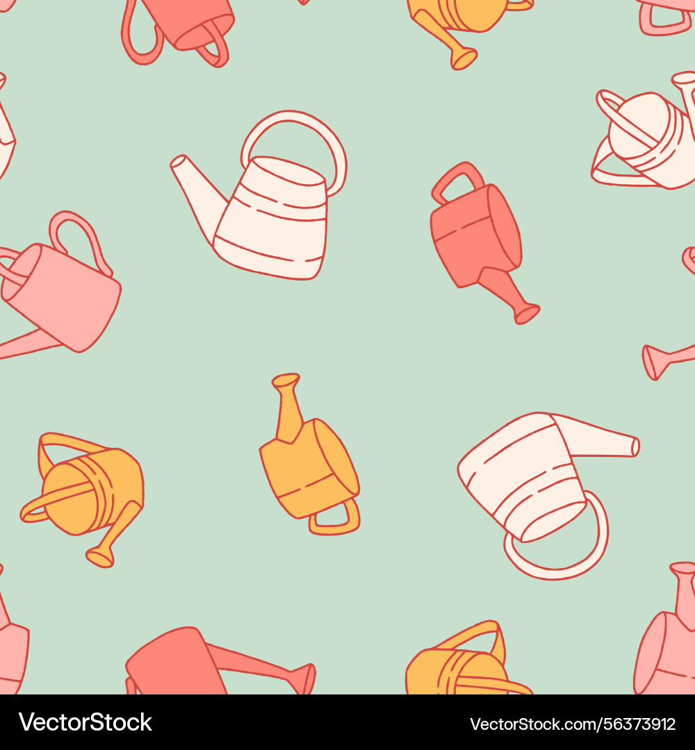 Watering can seamless pattern background Watering can seamless pattern background vector image