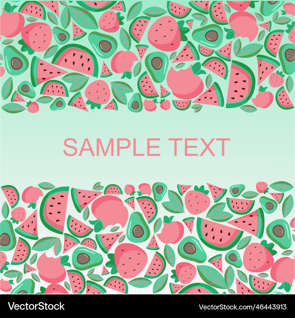 Borders from fruits with space for text Vector Image
