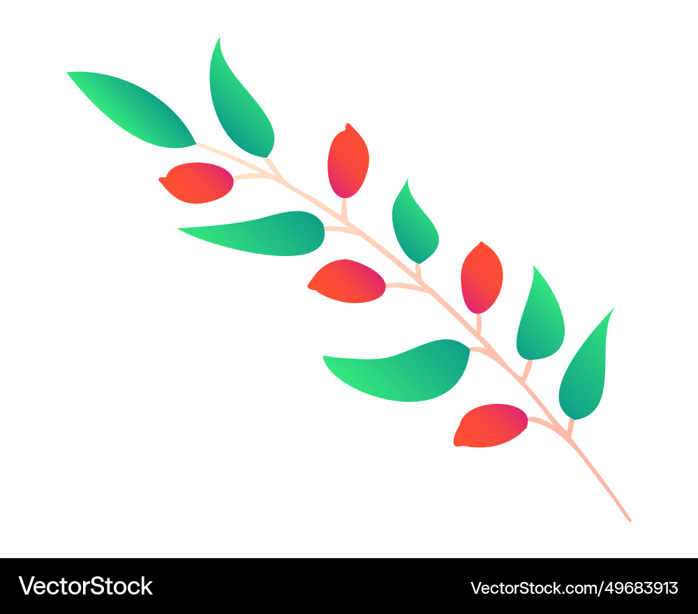 Branch with wild berries in game style twig Branch with wild berries in game style twig Vector Image