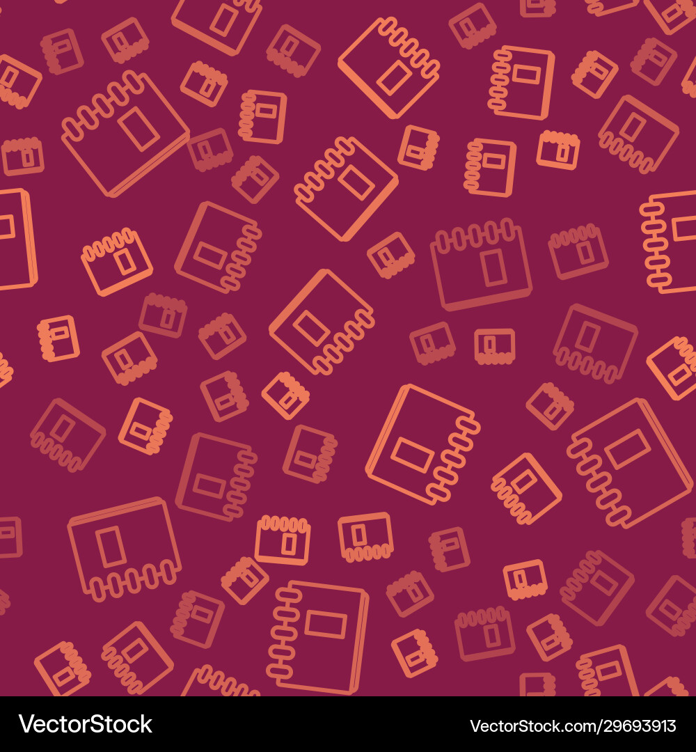 Brown line notebook icon isolated seamless pattern Brown line notebook icon isolated seamless pattern vector image