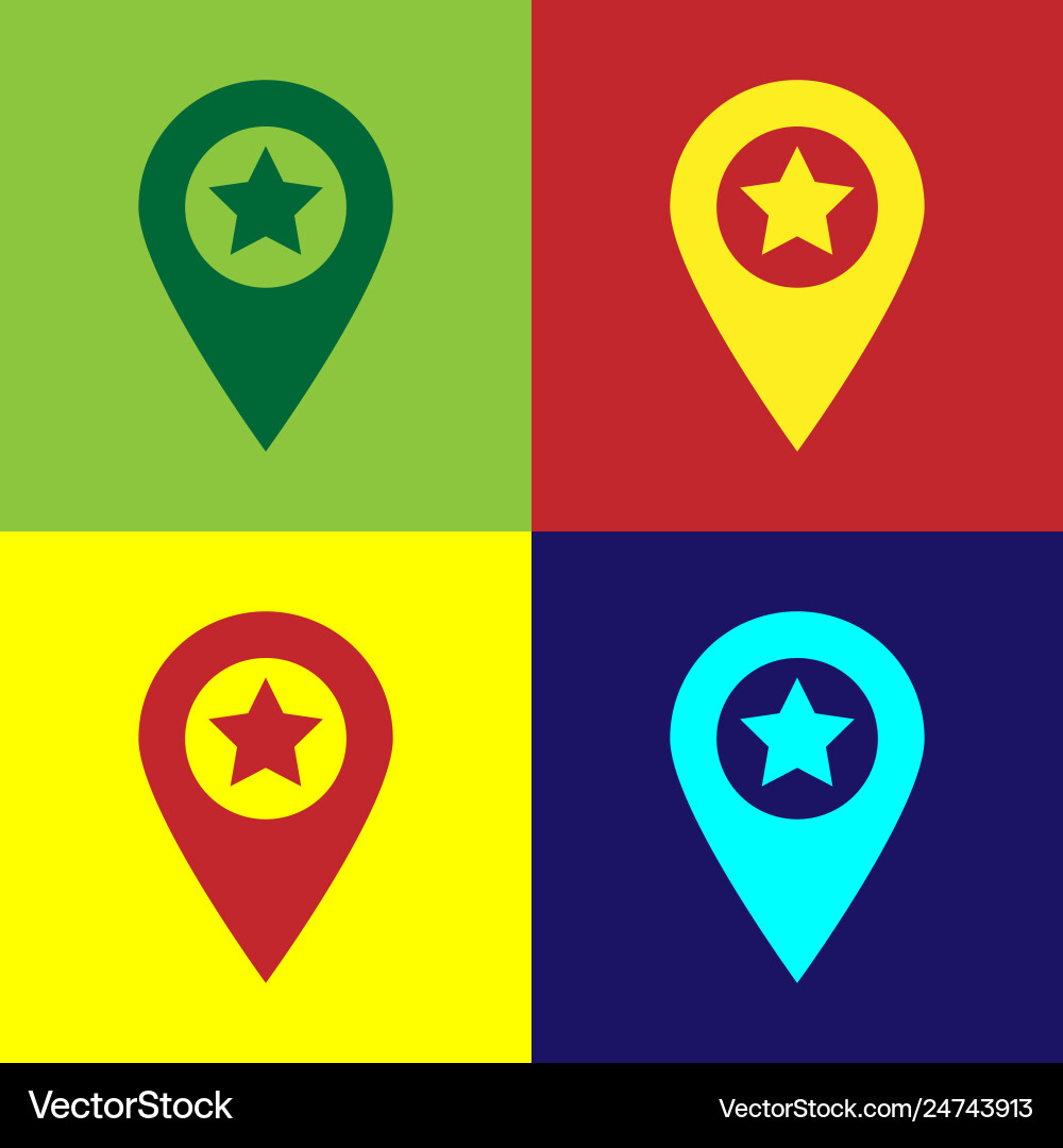 Color map pointer with star icon isolated on vector image