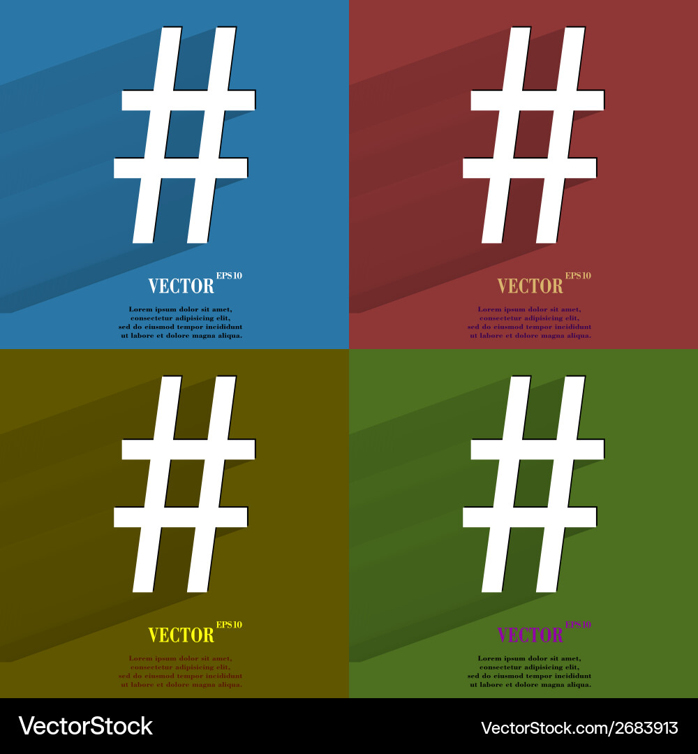 Color set sharp flat modern web button with long vector image