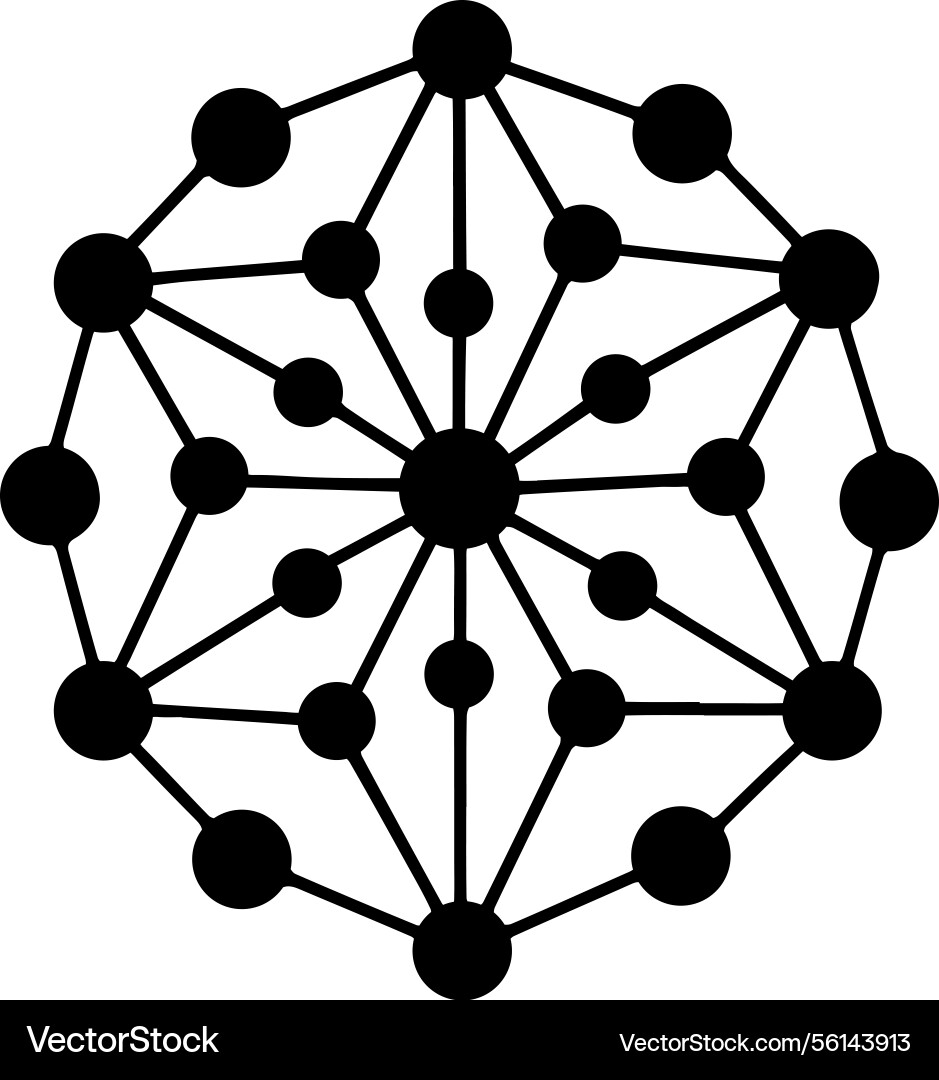 Complex network hub spoke connection icon Vector Image