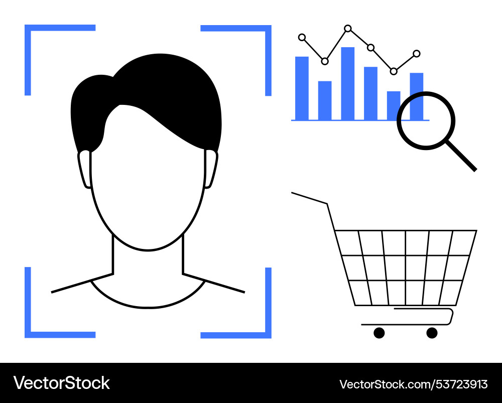 E-Commerce Datenanalyse Benutzerprofil mit Graphen Vektorbild