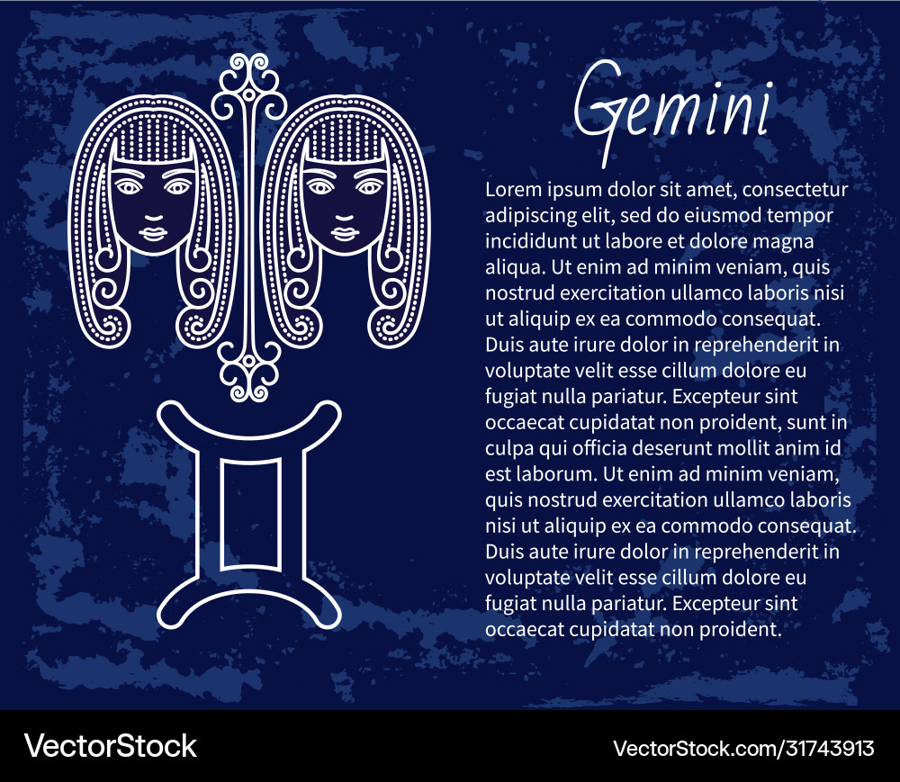 Gemini zodiac sign twins horoscope astrology Gemini zodiac sign twins horoscope astrology vector image