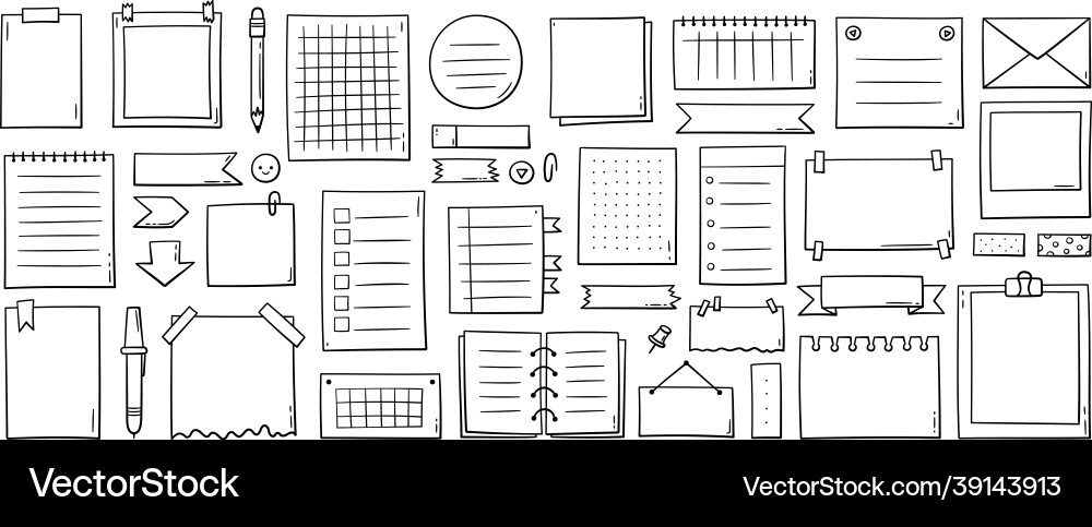 Hand drawn memo paper sheets sticky note Vector Image