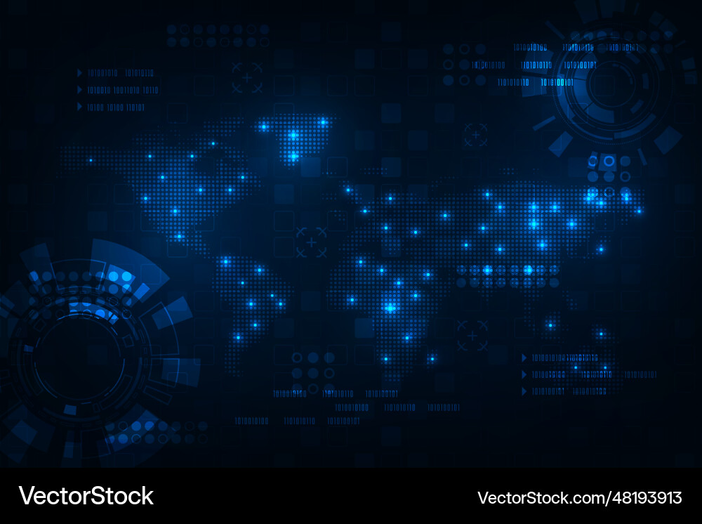 Hi tech circuit technology with world map Vector Image